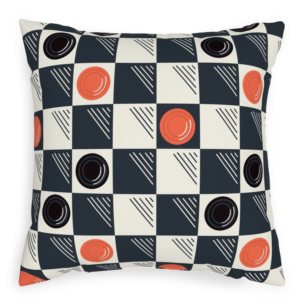 Checkers Pillow, Woven, Black, 20x20, Single Sided, Multicolor