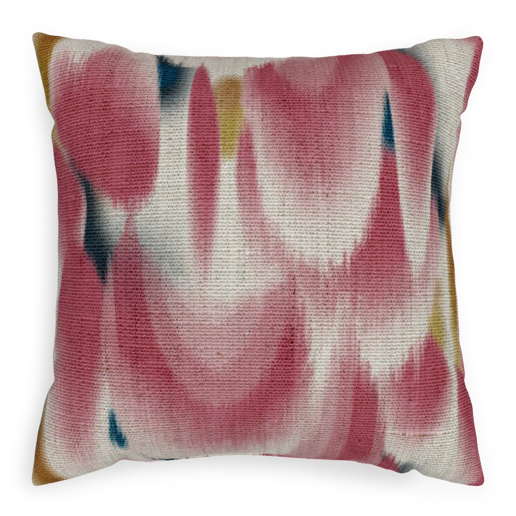 Shibori Wing Spots - Cherry Pillow, Woven, Black, 20x20, Single Sided, Pink