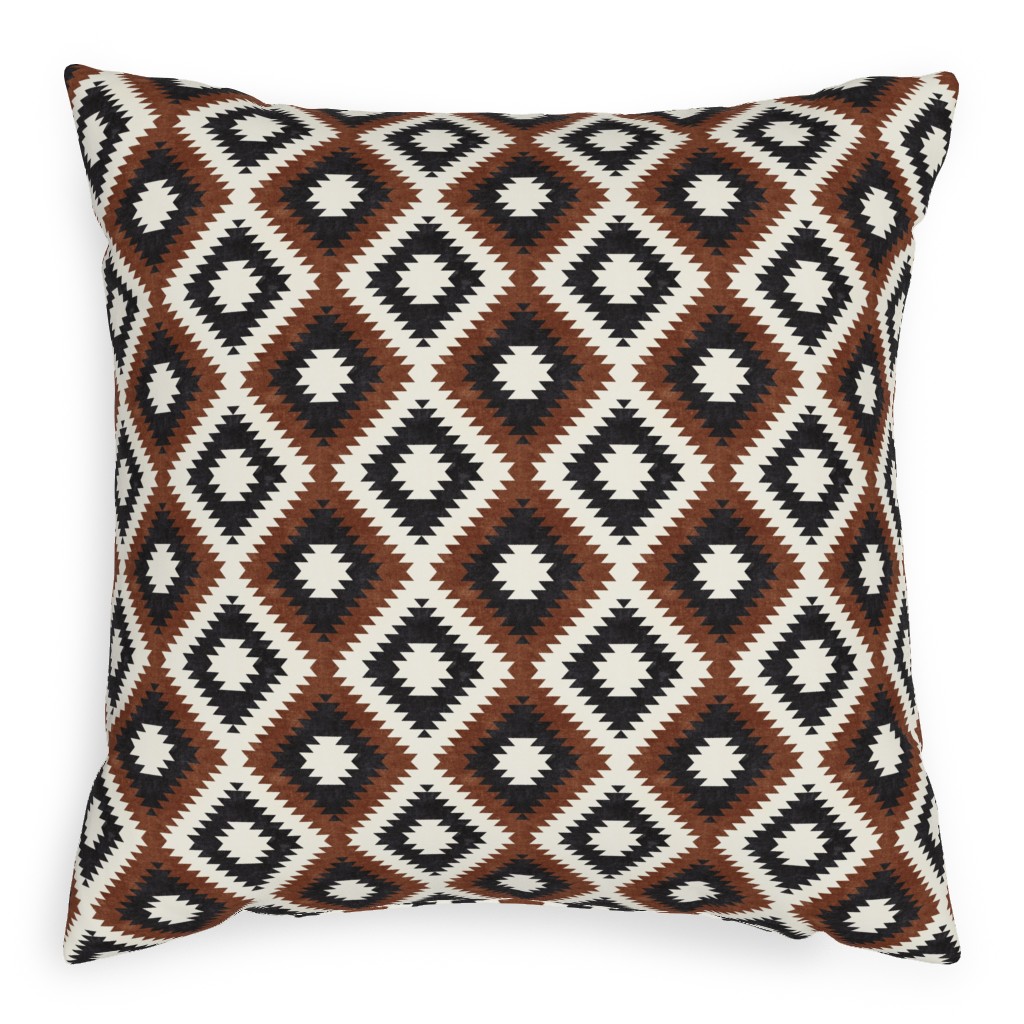 Aztec - Neutrals Pillow, Woven, Black, 20x20, Single Sided, Brown