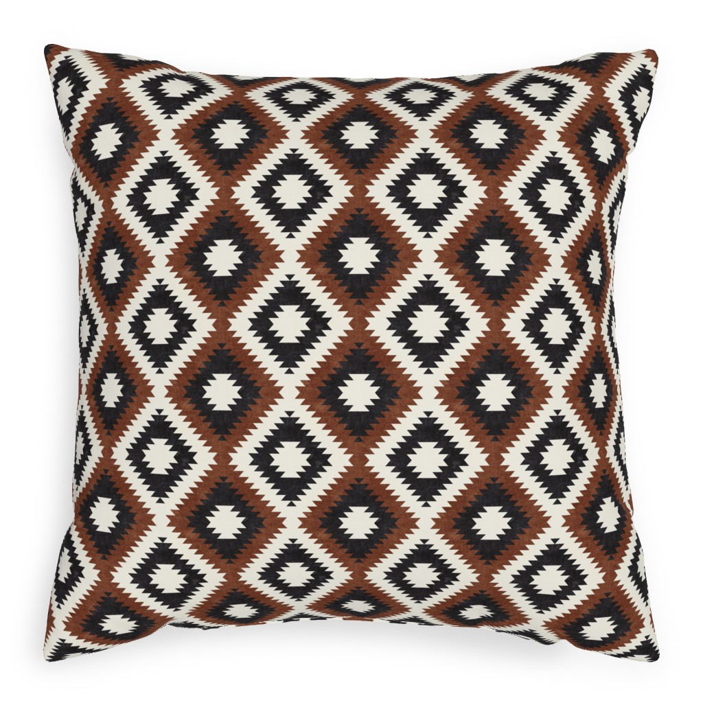 Aztec - Neutrals Pillow, Woven, Black, 20x20, Single Sided, Brown, Brown