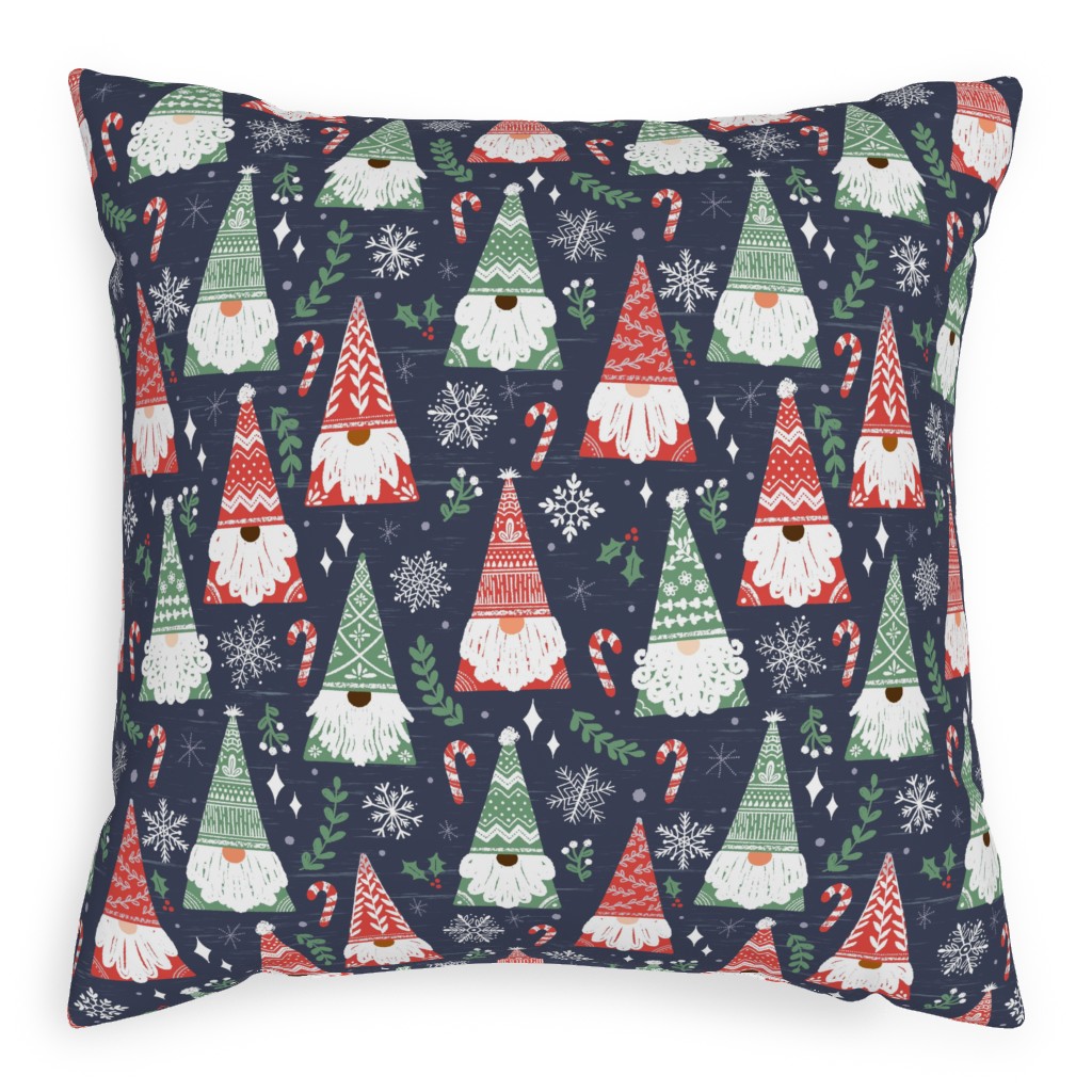 Folk Gnomes Pillow, Woven, Black, 20x20, Single Sided, Multicolor