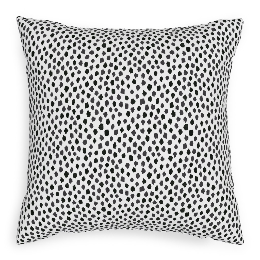 Inky Spots - Black and White Pillow, Woven, Black, 20x20, Single Sided, White, White