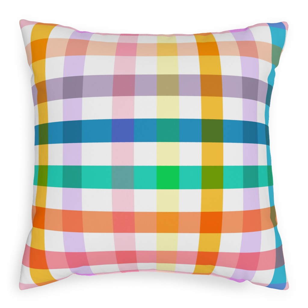 Joyful Summer Picnic Gingham - Multi Pillow, Woven, Black, 20x20, Single Sided, Multicolor