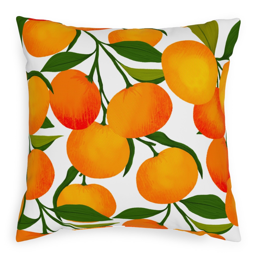 Tangerine Dreams - Orange on White Pillow, Woven, Black, 20x20, Single Sided, Orange, Orange