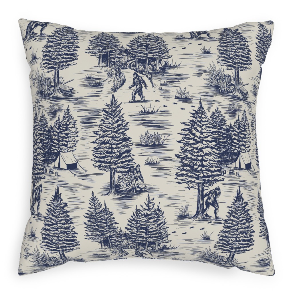 Bigfoot Toile De Jouy - Blue Pillow, Woven, Black, 20x20, Single Sided, Blue, True Blue