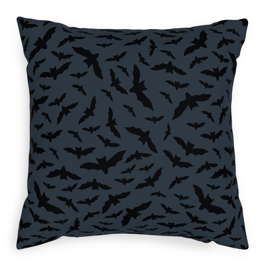 Black Bats Pillow, Woven, Black, 20x20, Single Sided, Black