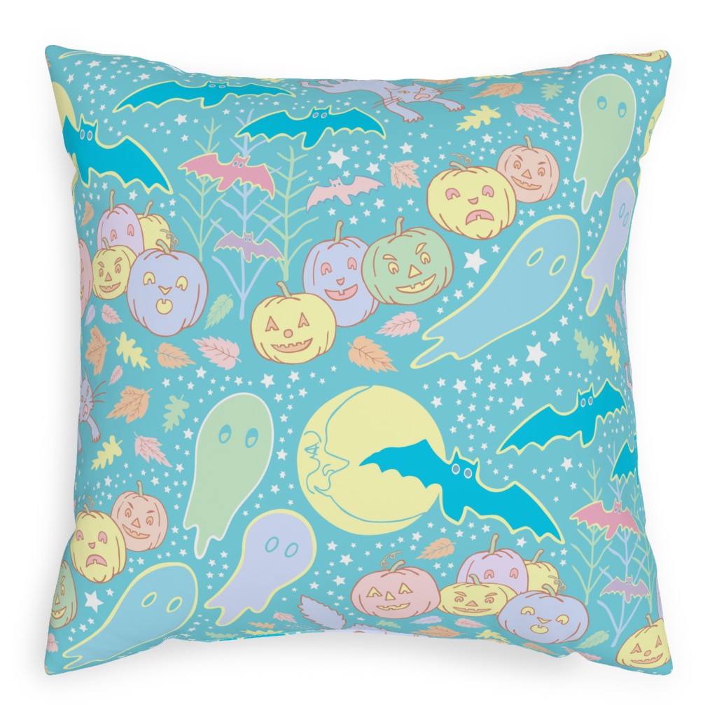 a Pastel Halloween Pillow, Woven, Black, 20x20, Single Sided, Multicolor