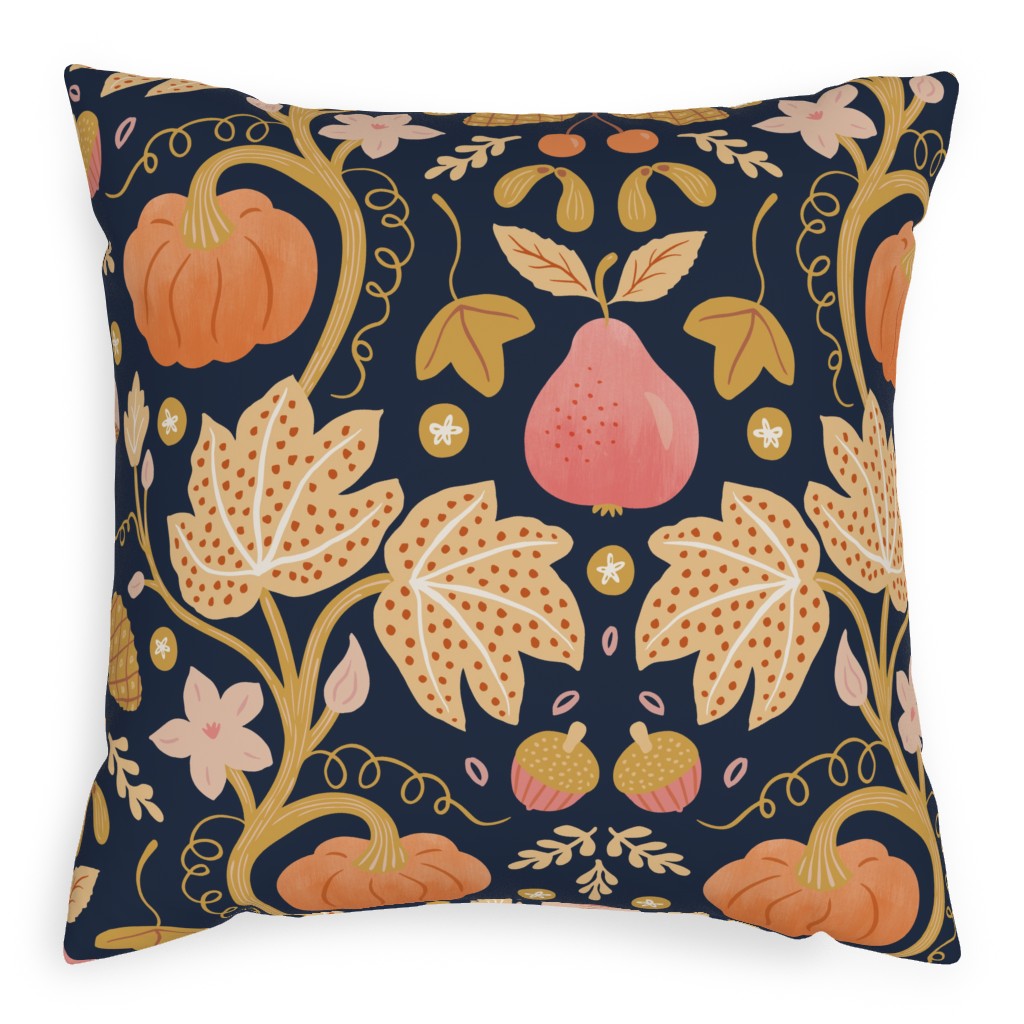 Autumn Gold - Multi Pillow, Woven, Black, 20x20, Single Sided, Orange