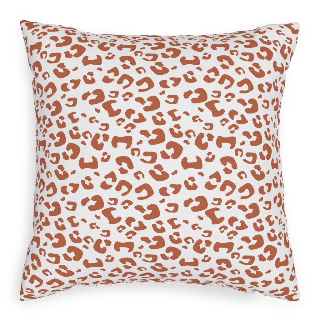 Leopard Print - Terracotta Pillow, Woven, Black, 20x20, Single Sided, Brown