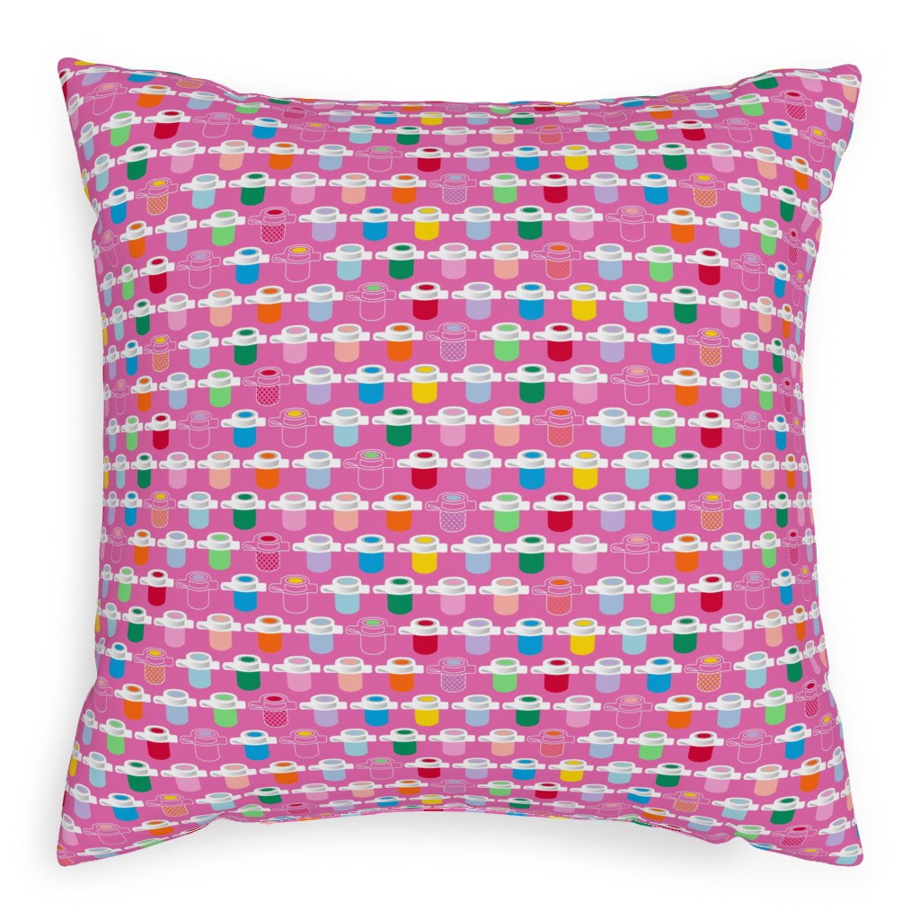 Paint Pots Pillow, Woven, Black, 20x20, Single Sided, Pink, Heather