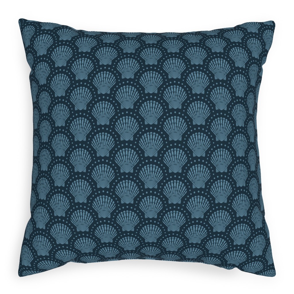Pretty Scallop Shells - Navy Blue Pillow, Woven, Black, 20x20, Single Sided, Blue, True Blue