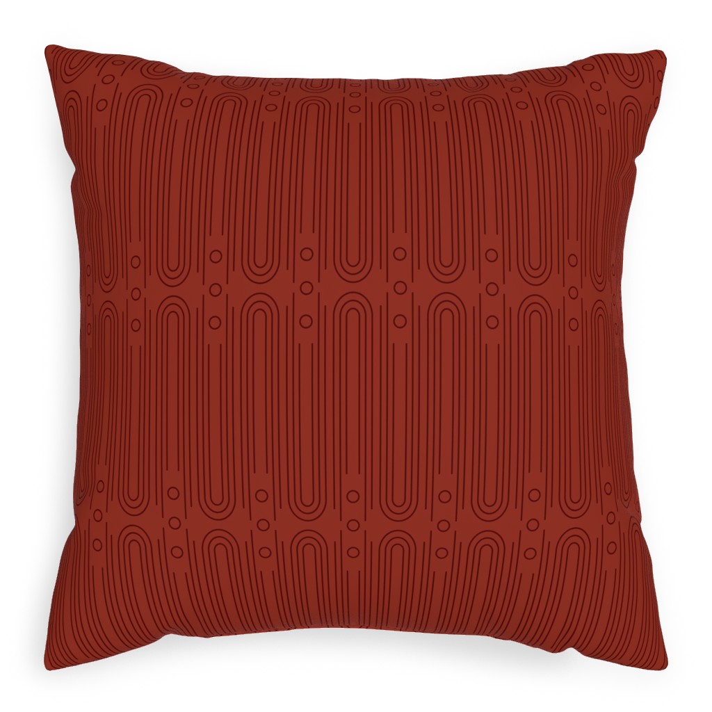 Art Deco Arches - Cranberry Pillow, Woven, Black, 20x20, Single Sided, Red
