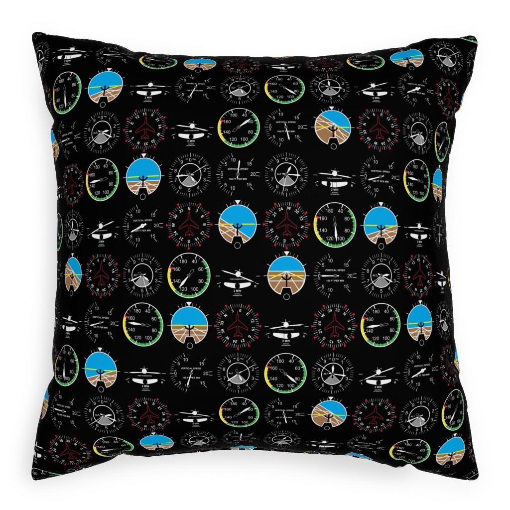 Flight Deck Pillow, Woven, Black, 20x20, Single Sided, Black, Black