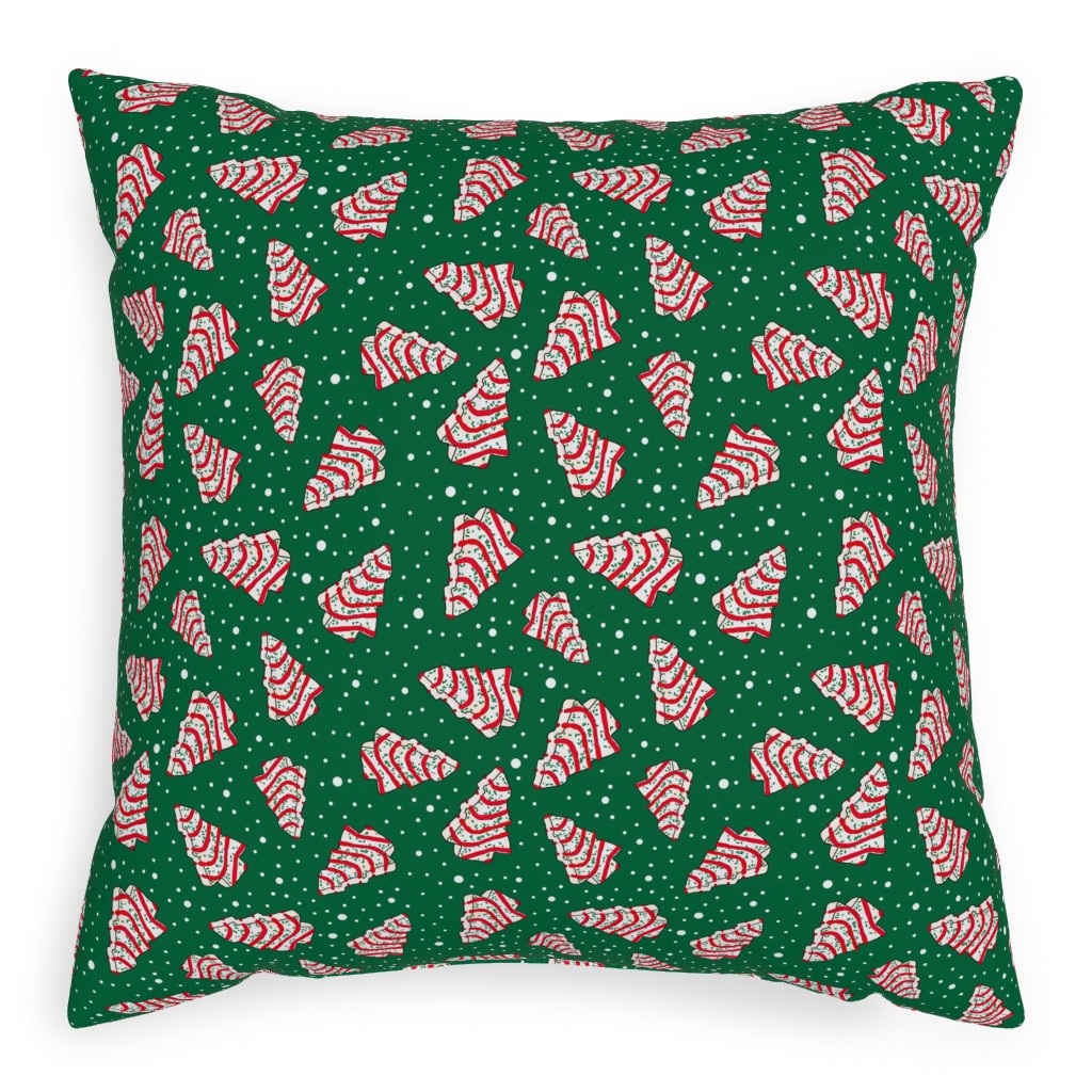Christmas Tree Snack - Green Pillow, Woven, Black, 20x20, Single Sided, Green