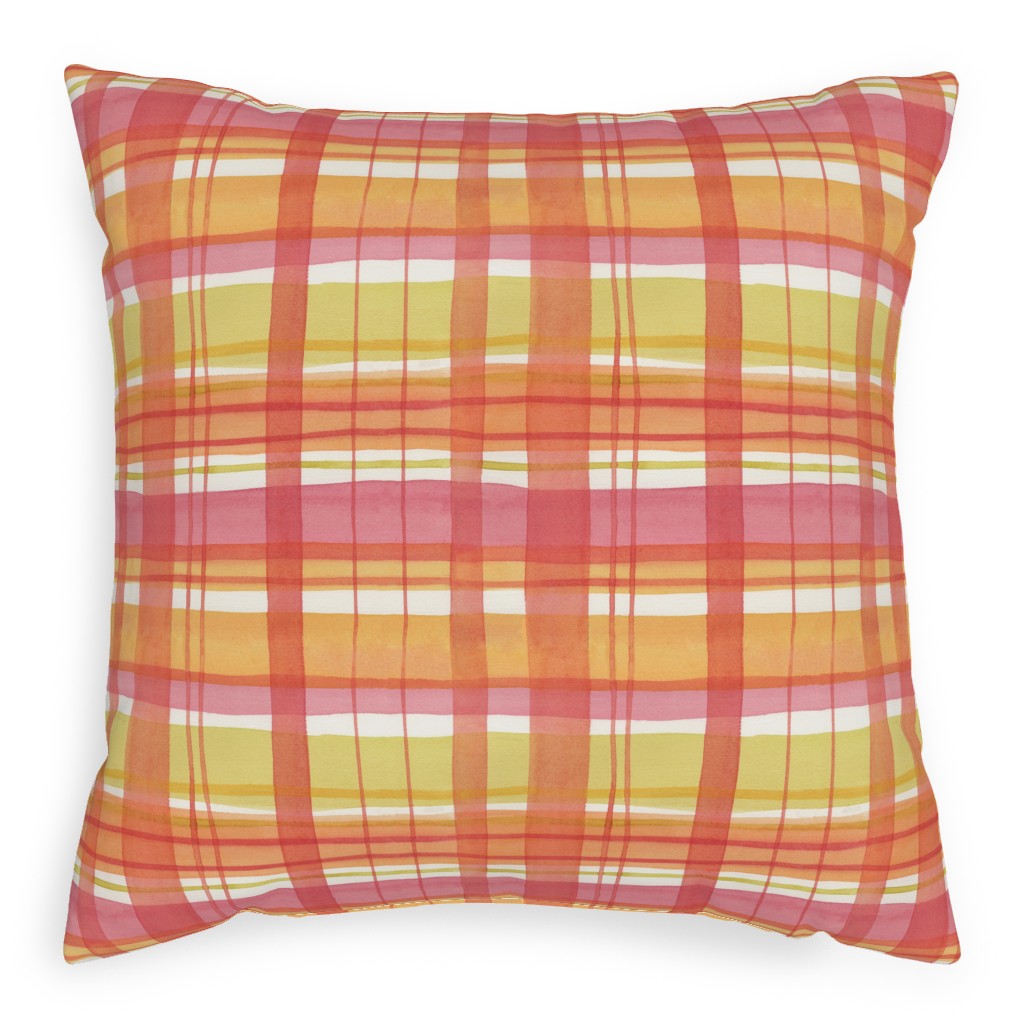 Summer Plaid Pillow, Woven, Black, 20x20, Single Sided, Multicolor