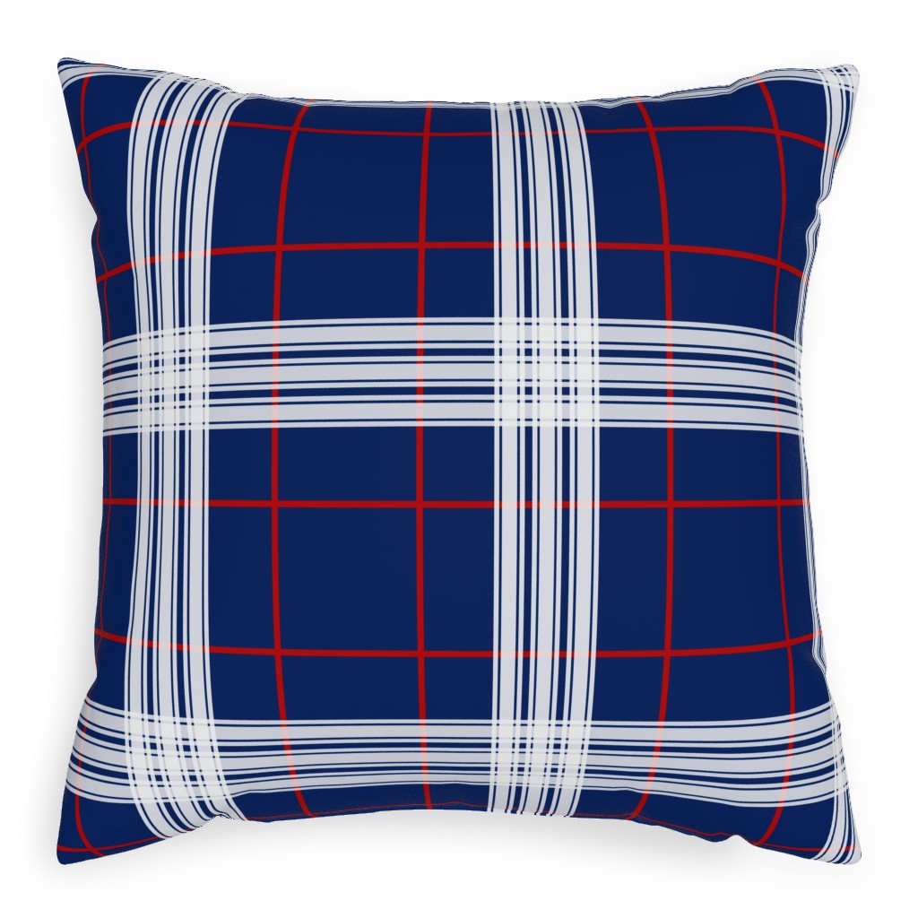 Myrtle Beach Tartan - Multi Pillow, Woven, Black, 20x20, Single Sided, Blue, True Blue