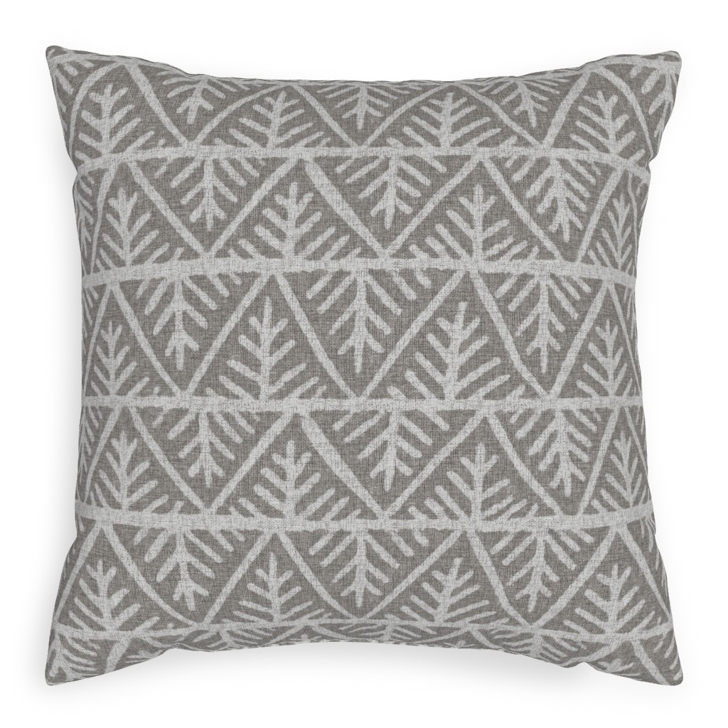 Textured Mudcloth Pillow, Woven, Black, 20x20, Single Sided, Gray