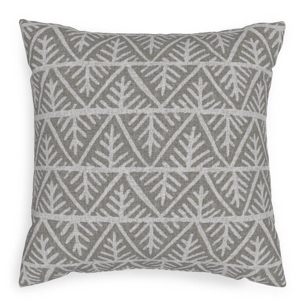 Textured Mudcloth Pillow, Woven, Black, 20x20, Single Sided, Gray, Silver