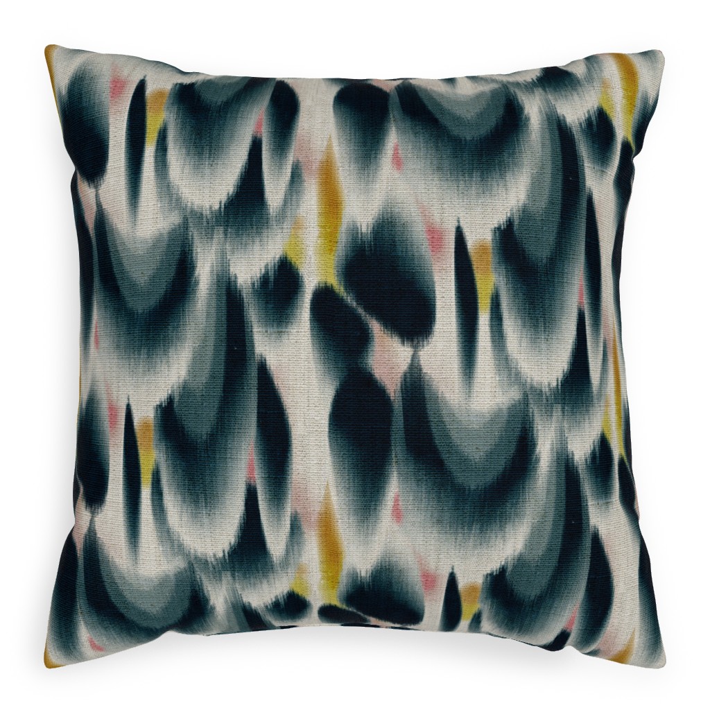 Shibori Wing Spots - Indigo Pillow, Woven, Black, 20x20, Single Sided, Green