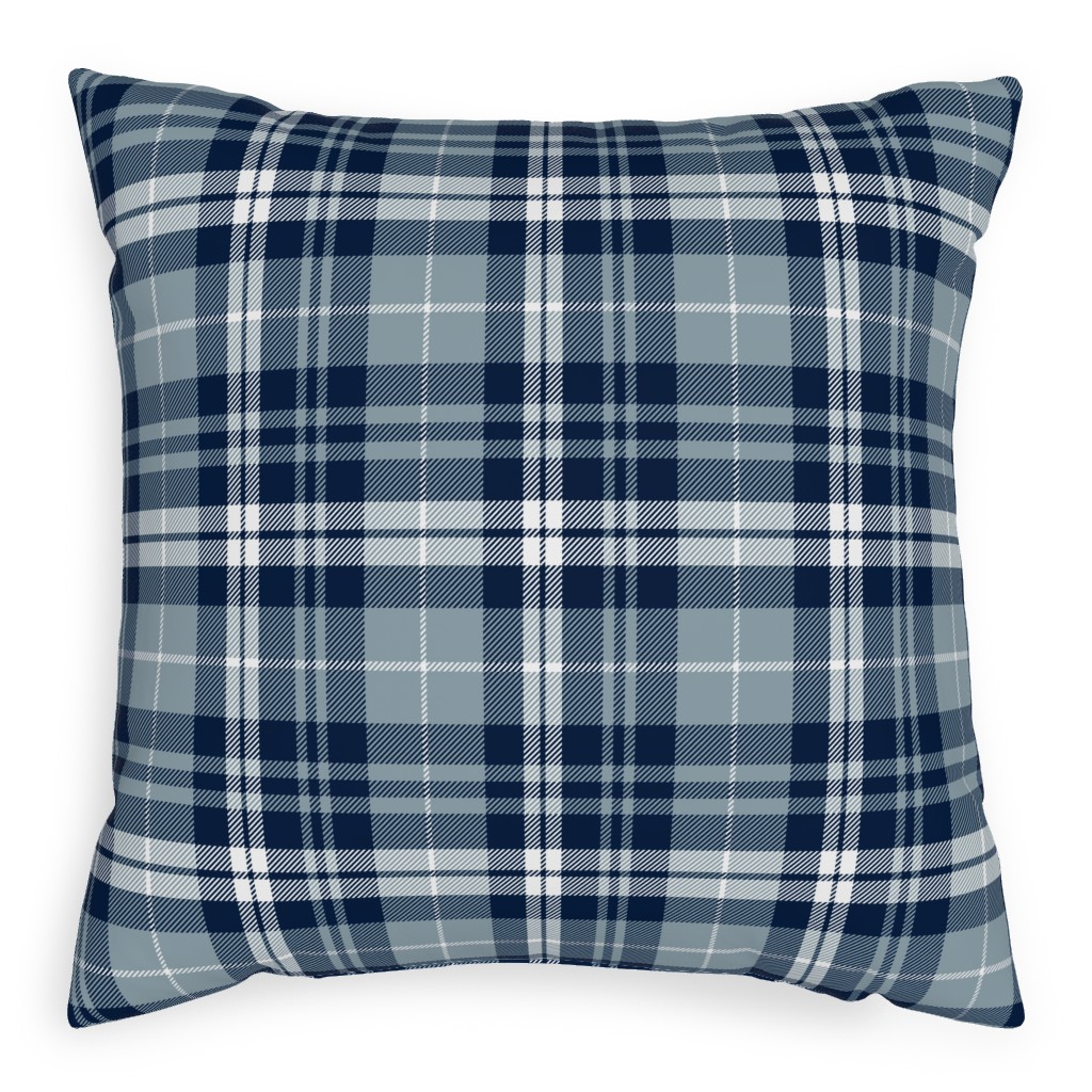 Fall Plaid Pillow, Woven, Black, 20x20, Single Sided, Blue, blue