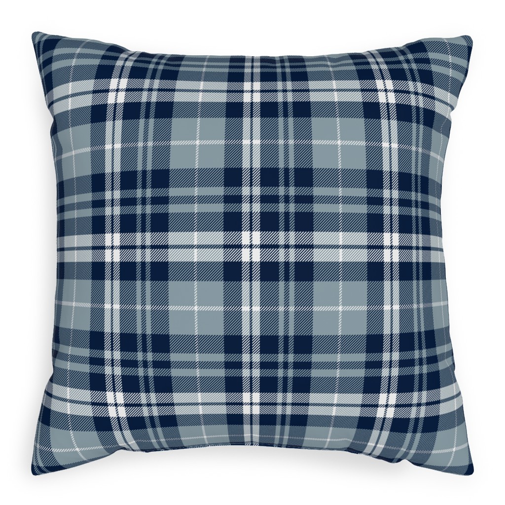 Fall Plaid Pillow, Woven, Black, 20x20, Single Sided, Blue