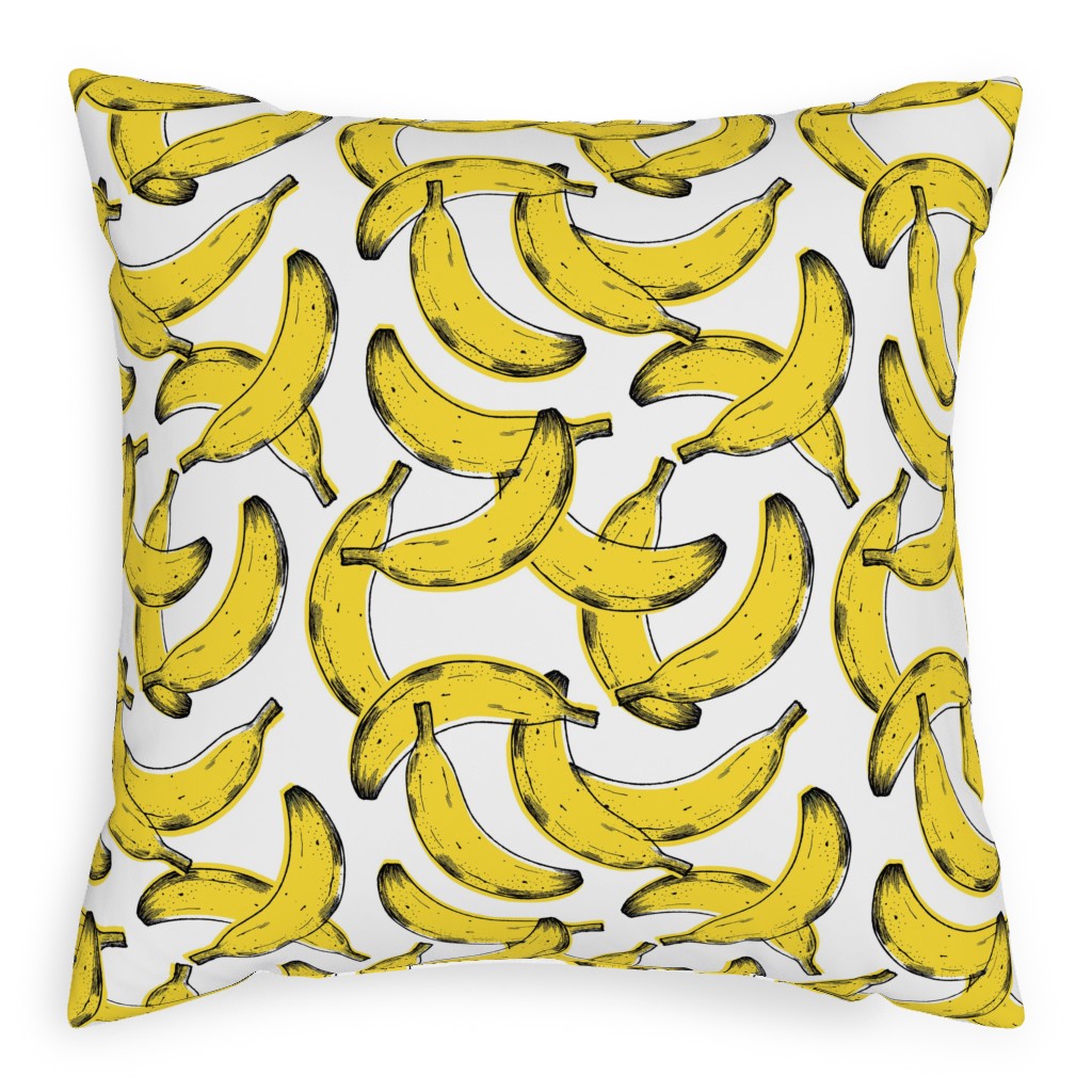 Banana Pillow, Woven, Black, 20x20, Single Sided, Yellow, Classic Yellow