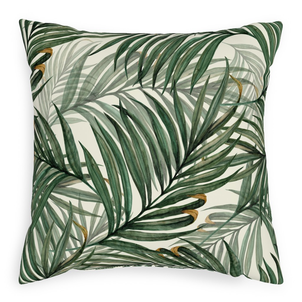 Palm Leaves King Pineapple Pillow, Woven, Black, 20x20, Single Sided, Green