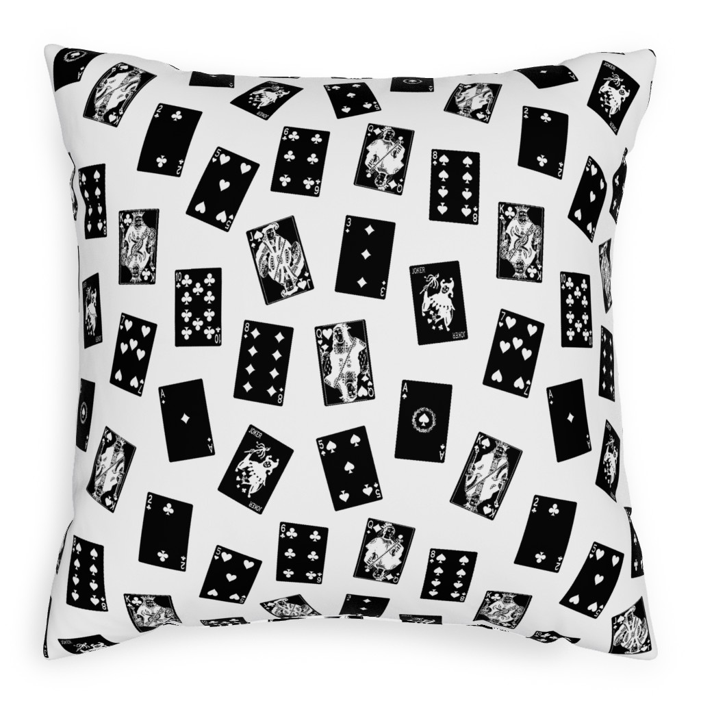 Scattered Playing Cards Pillow, Woven, Black, 20x20, Single Sided, Black