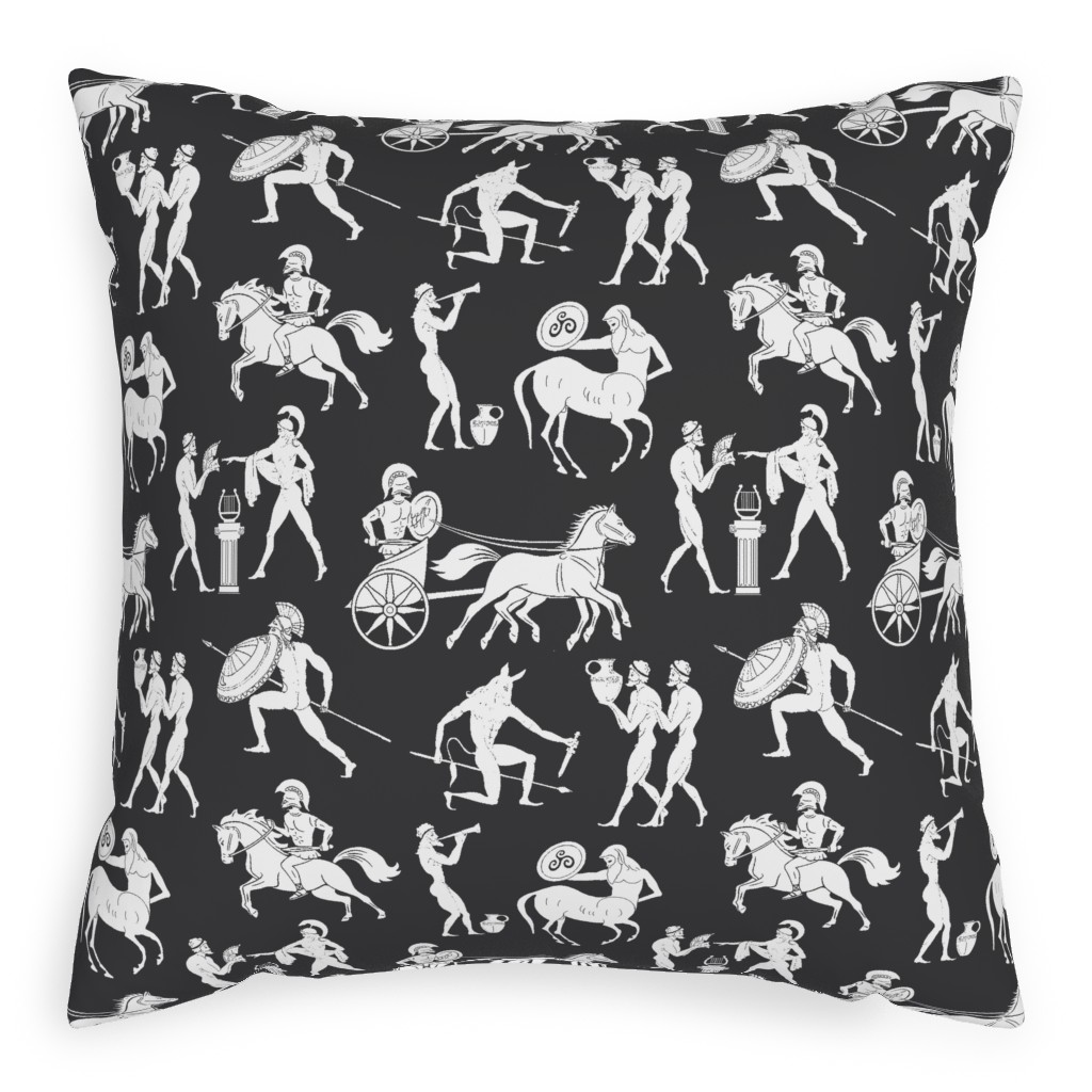 Greek Figures Pillow, Woven, Black, 20x20, Single Sided, Black