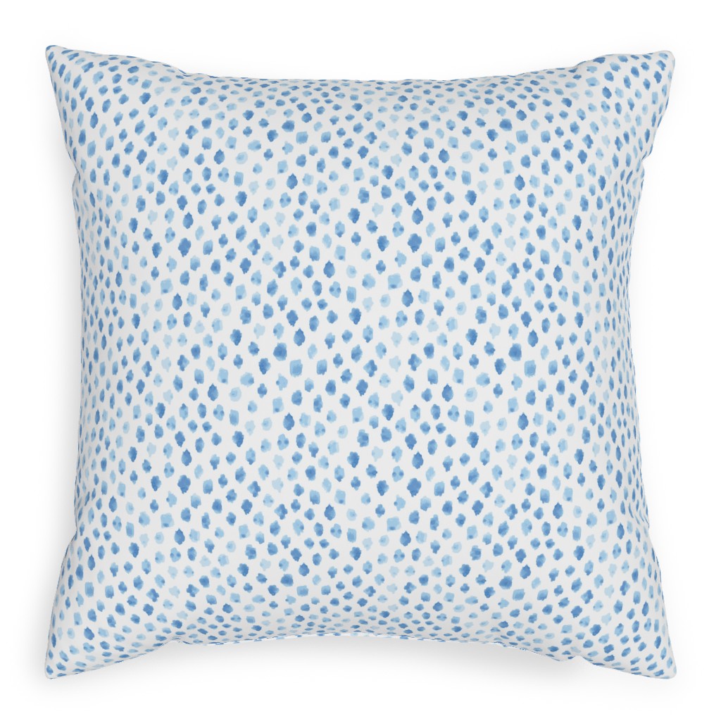 Blue Spots on White Pillow, Woven, Black, 20x20, Single Sided, Blue