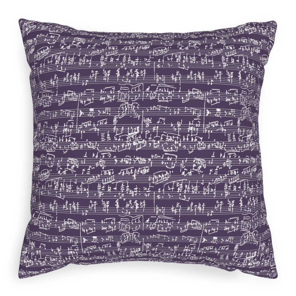 Handwritten Sheet Music Pillow, Woven, Black, 20x20, Single Sided, Purple