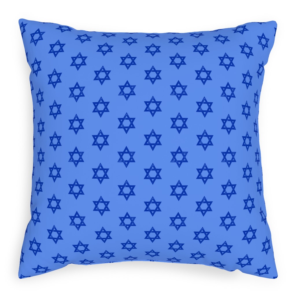 Star of David - Blue Pillow, Woven, Black, 20x20, Single Sided, Blue, True Blue