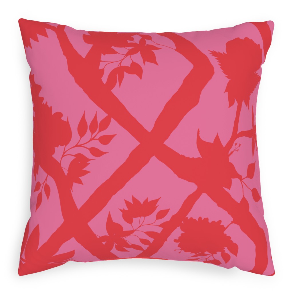 Peony Brand Mural - Pink Pillow, Woven, Black, 20x20, Single Sided, Pink