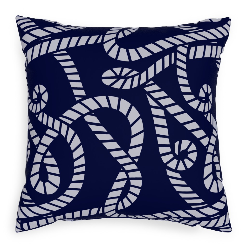 Nautical Rope on Navy Pillow, Woven, Black, 20x20, Single Sided, Blue
