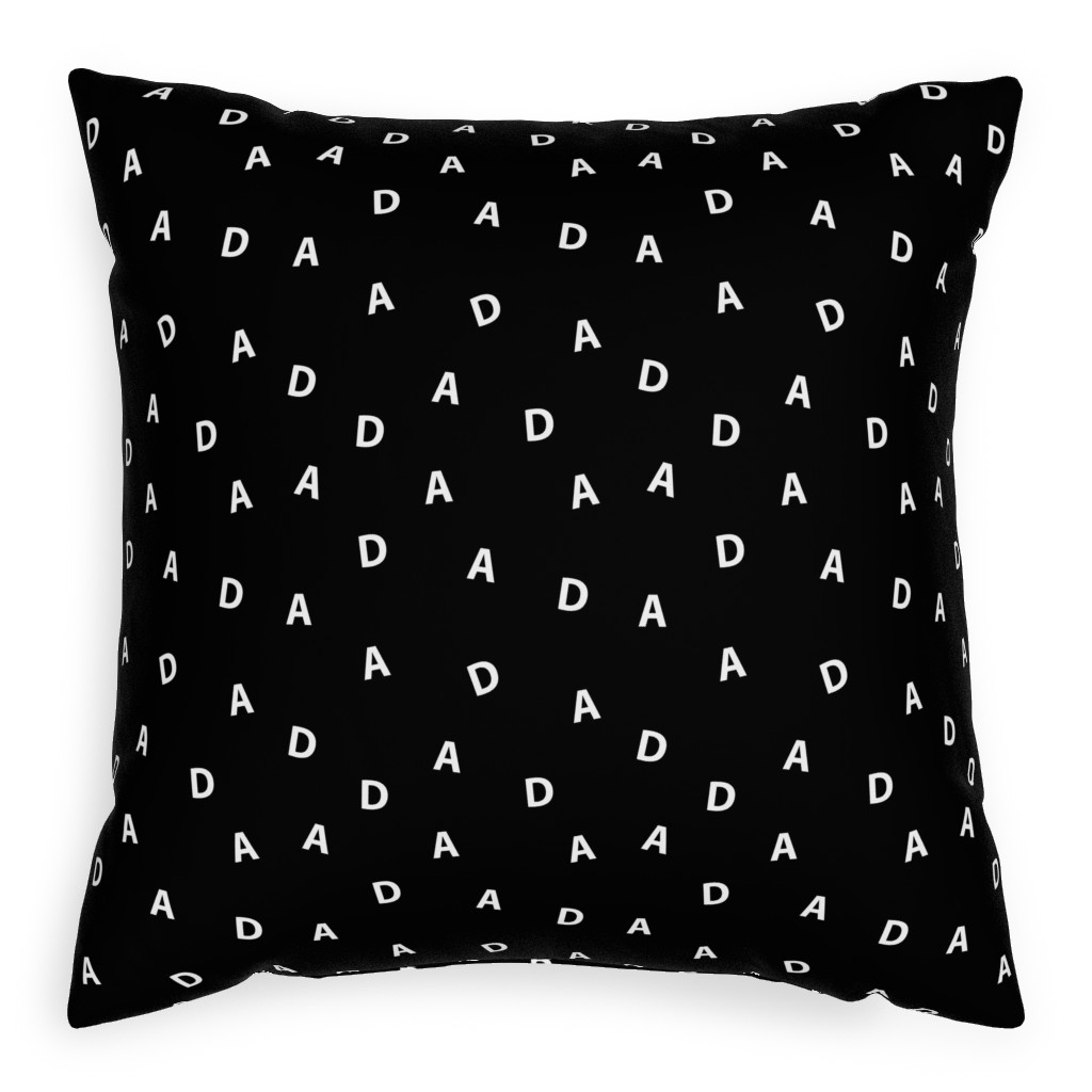 Sweet Dad Typography - Black and White Pillow, Woven, Black, 20x20, Single Sided, Black, Black