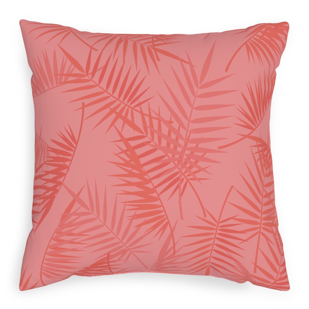 Tropical - Coral Pillow, Woven, Black, 20x20, Single Sided, Pink, Bright Pink