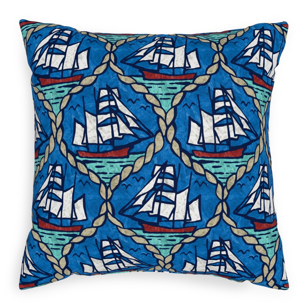 Maritime Pillow, Woven, Black, 20x20, Single Sided, Blue