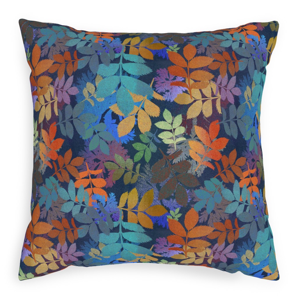 Leaves Falling - Multi Pillow, Woven, Black, 20x20, Single Sided, Multicolor