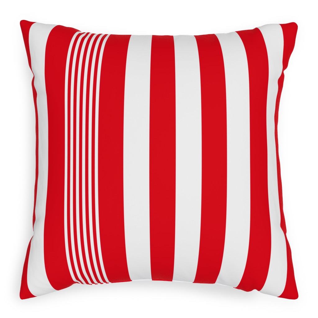 Turkish Stripes Vertical- Canada Day - Red and White Pillow, Woven, Black, 20x20, Single Sided, Red, Red