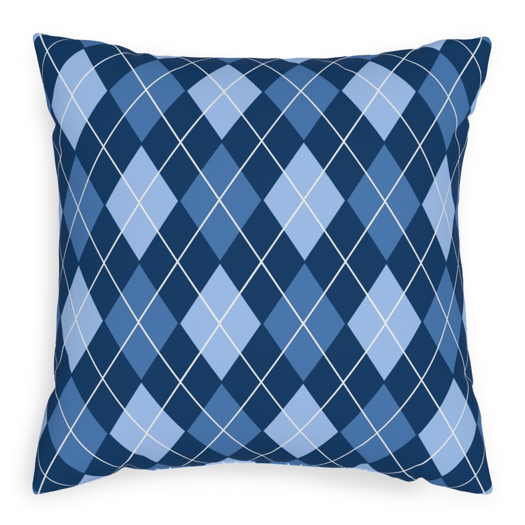 Classic Argyle Plaid in Blues Pillow, Woven, Black, 20x20, Single Sided, Blue