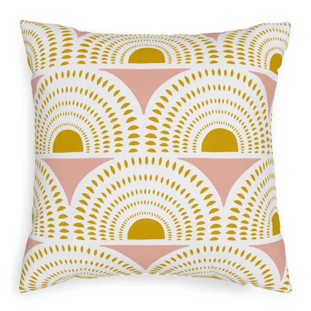 Aurora - Blush & Yellow Pillow, Woven, Black, 20x20, Single Sided, Yellow