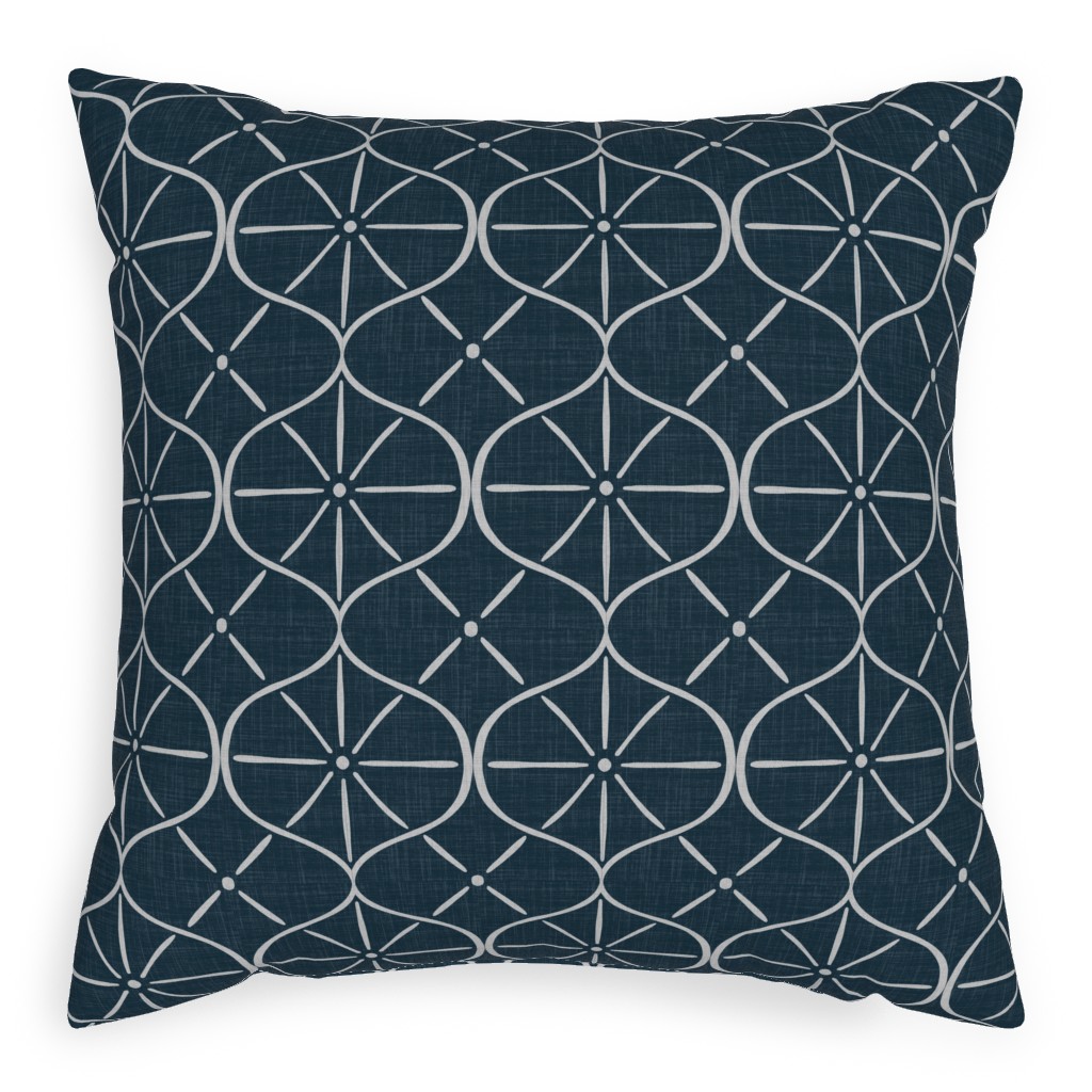 Ovalesque - Blue Pillow, Woven, Black, 20x20, Single Sided, Blue