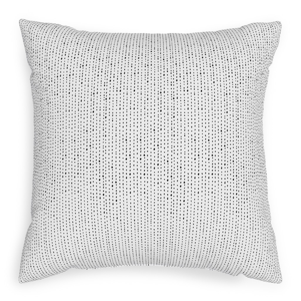 Woodland - Little Dots of Stripes - Black and White Pillow, Woven, Black, 20x20, Single Sided, White, White