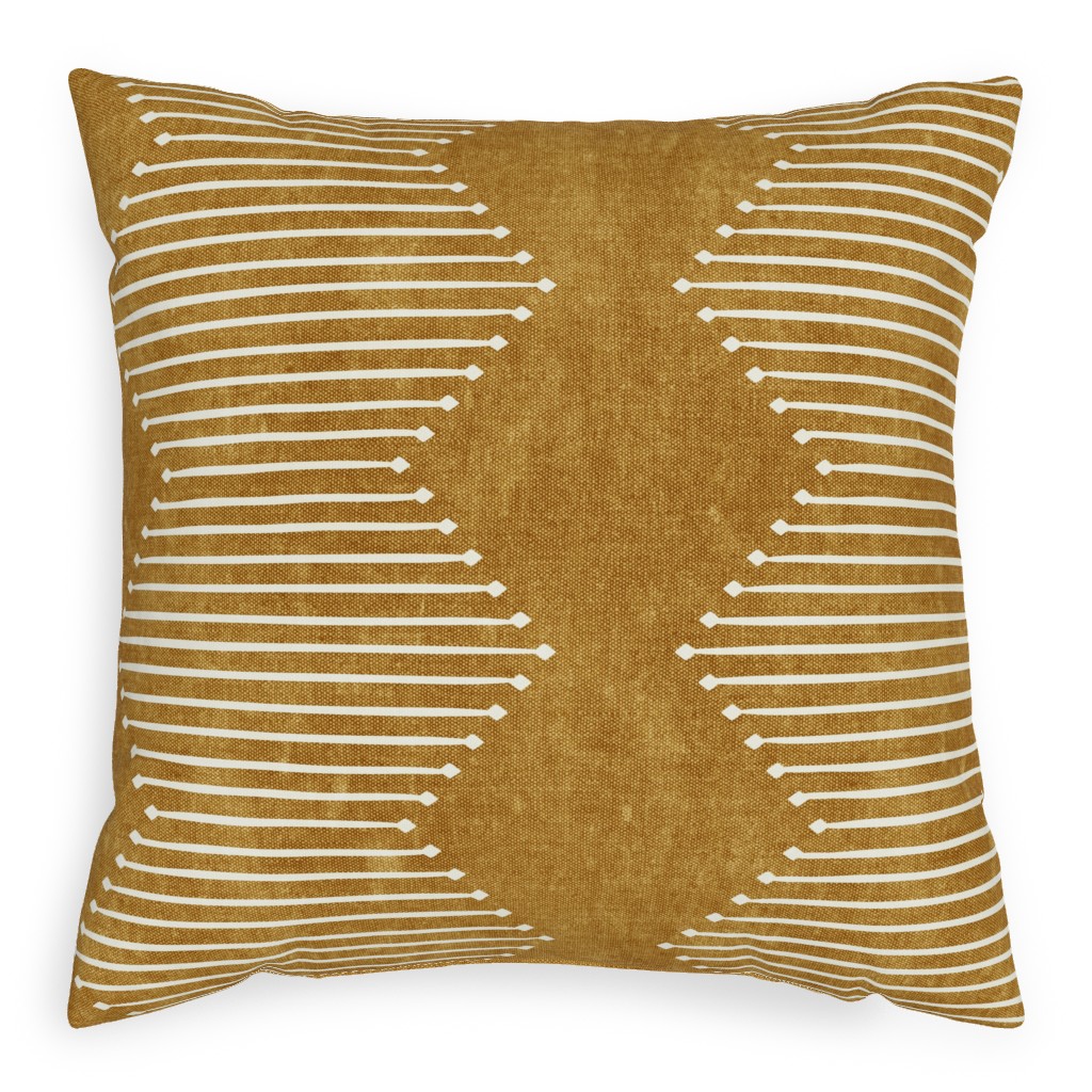 Diamond Mudcloth - Neutral Pillow, Woven, Black, 20x20, Single Sided, Yellow, Classic Yellow
