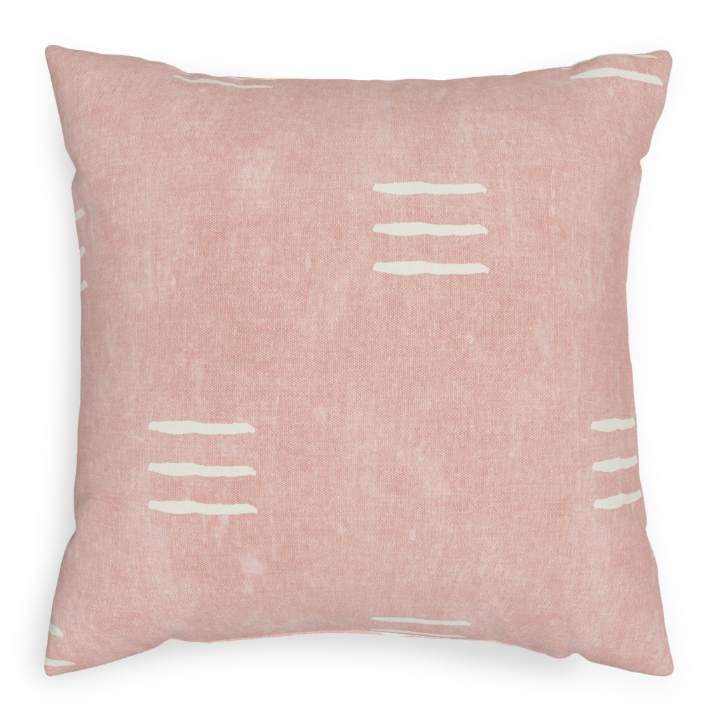 Triple Dash Mudcloth Pillow, Woven, Black, 20x20, Single Sided, Pink, Fair Weather