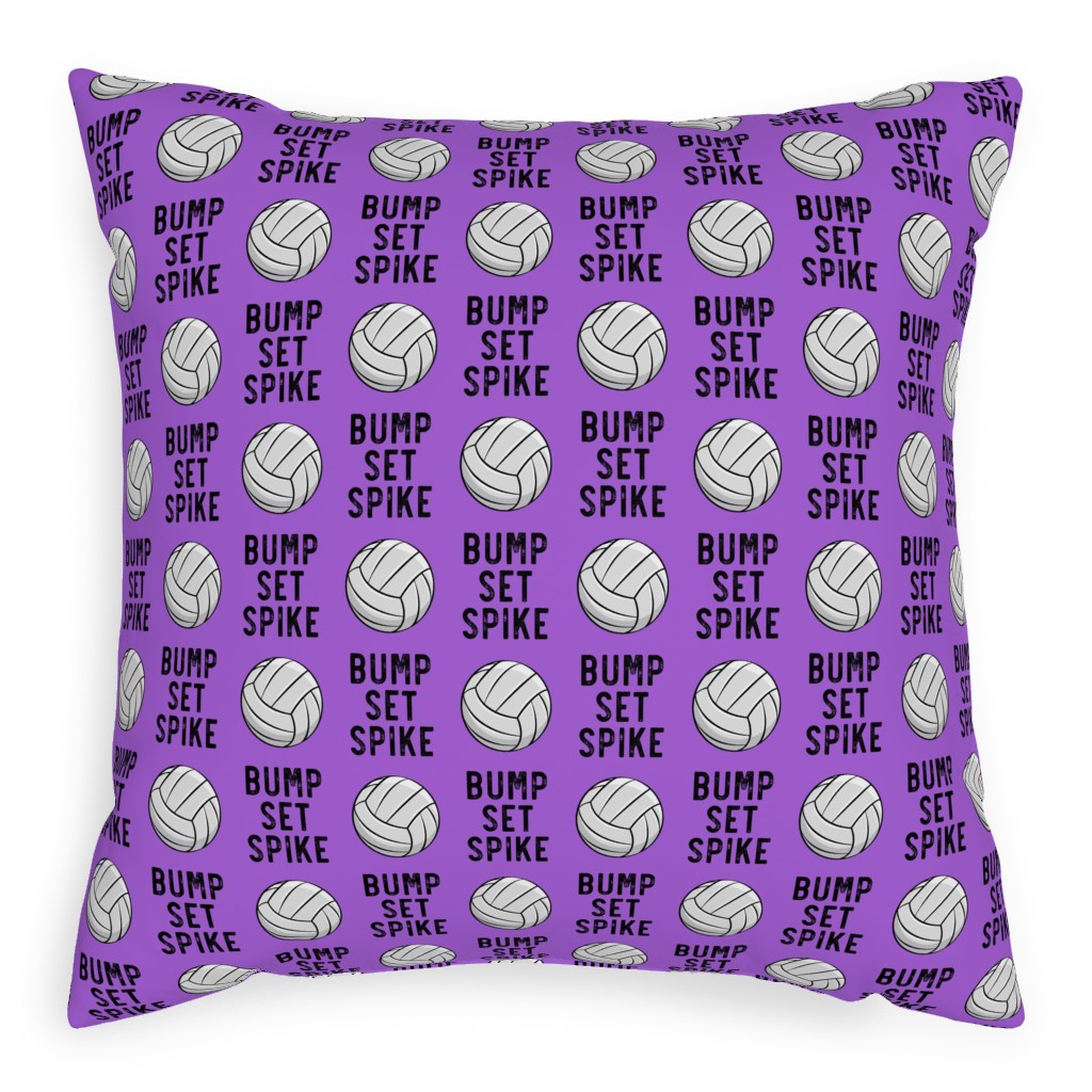 Bump Set Spike Volleyball Pillow, Woven, Black, 20x20, Single Sided, Purple, Lupin