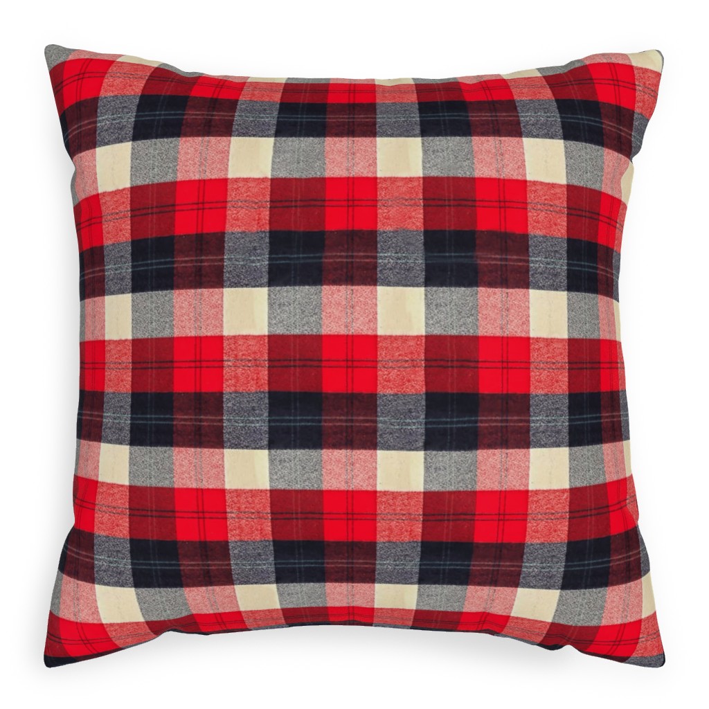 Lumberjack Flannel Buffalo Plaid - Red Pillow, Woven, Black, 20x20, Single Sided, Red, Red