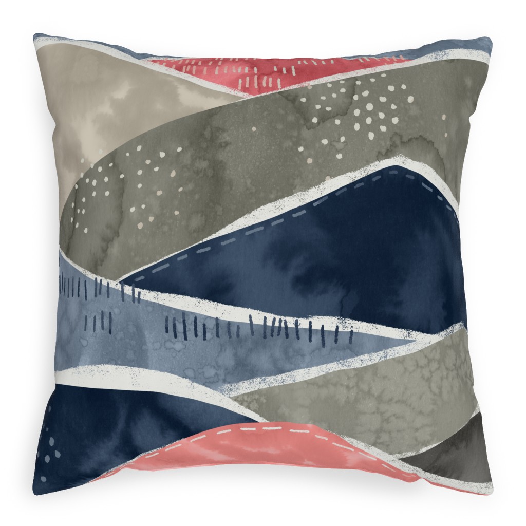 Romantic Watercolor Mountain Landscape Pillow, Woven, Black, 20x20, Single Sided, Multicolor