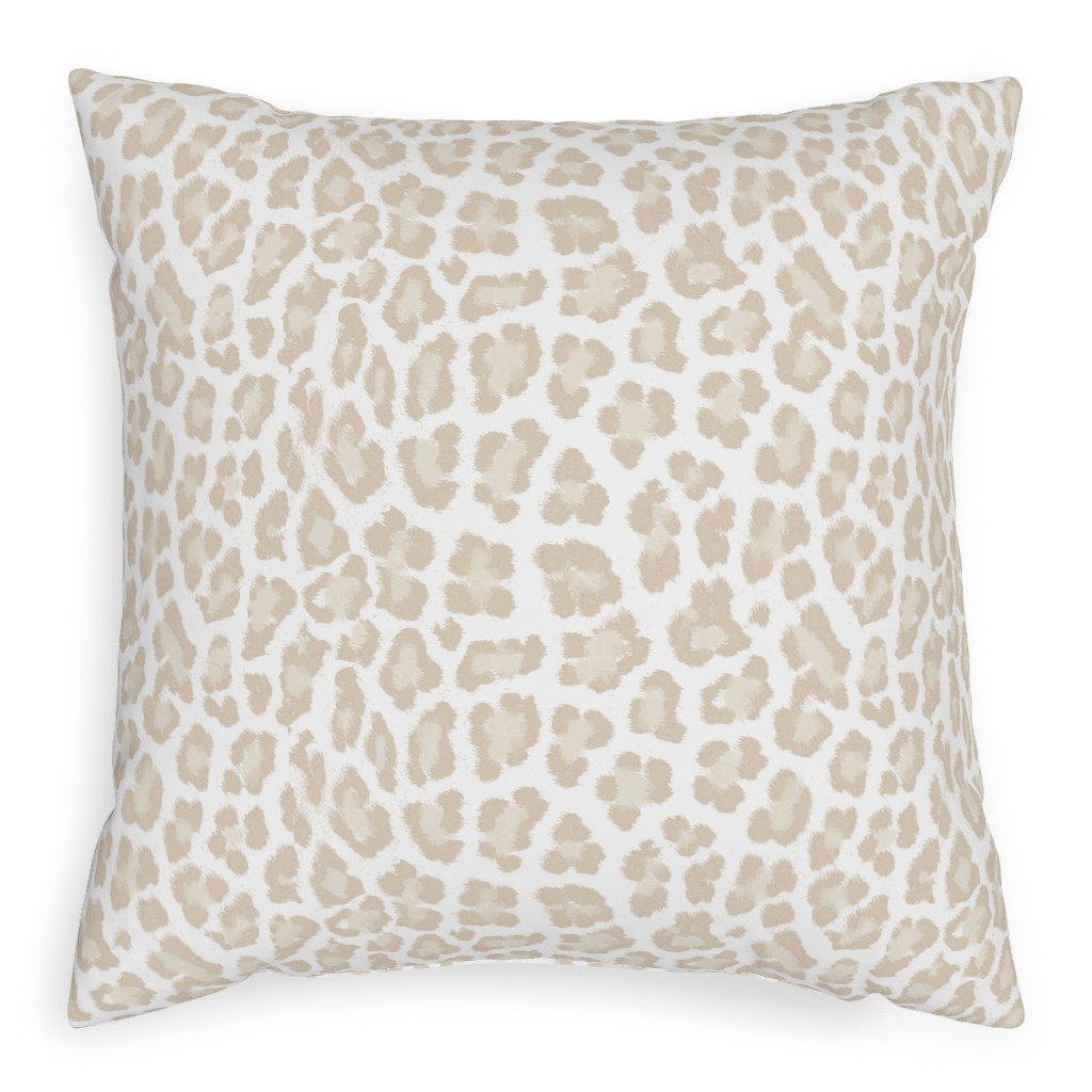 Natural Leopard - Beige Pillow, Woven, Black, 20x20, Single Sided, Beige, Pearl