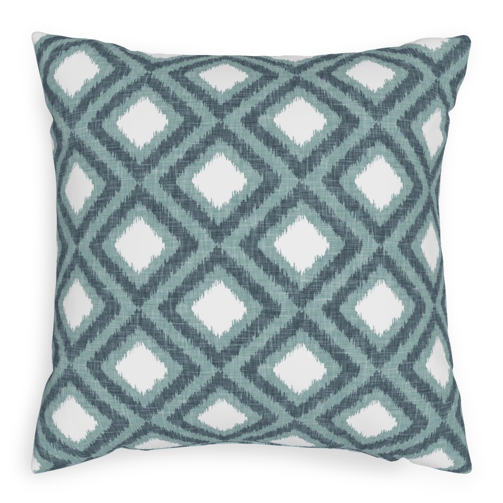 Ikat Diamonds - Dusty Blue Pillow, Woven, Black, 20x20, Single Sided, Blue, True Blue
